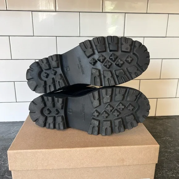 NIB Zadig & Voltaire Joe Cecilia Smooth Cowskin Leather Boots w/ Gold Hardware - Picture 4 of 5